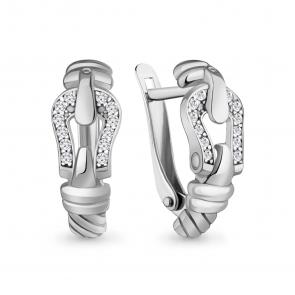 Серебряные серьги AQUAMARINE с фианитом А49997А фото