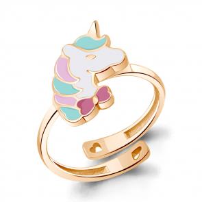 Кольцо из золочёного серебра AQUAMARINE с эмалью А54882-п фото