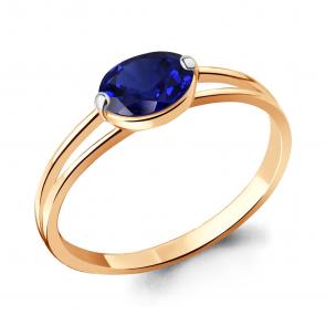 Кольцо из золочёного серебра AQUAMARINE с гидротермальным сапфиром А600062Н-п фото