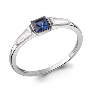 Серебряное кольцо AQUAMARINE с фианитом и гидротермальным сапфиром А600065Н фото