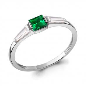 Серебряное кольцо AQUAMARINE с фианитом и гидротермальным изумрудом А600065П фото