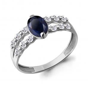 Серебряное кольцо AQUAMARINE с фианитом и гидротермальным сапфиром А600067АБ фото