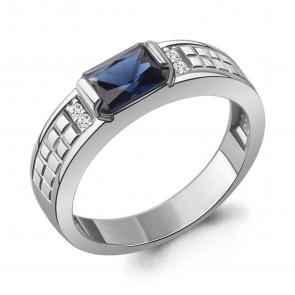 Серебряное кольцо AQUAMARINE с фианитом и гидротермальным сапфиром А600124АБ фото