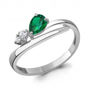 Серебряное кольцо AQUAMARINE с фианитом и гидротермальным изумрудом А600208АГ фото