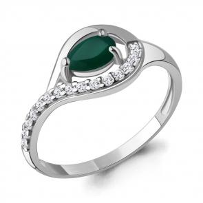 Серебряное кольцо AQUAMARINE с фианитом и агатом А60021109А фото