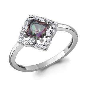 Серебряное кольцо AQUAMARINE с фианитом и кварцем А600259701 фото