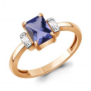 Кольцо из золочёного серебра AQUAMARINE с фианитом и танзанитом А600295603-п фото