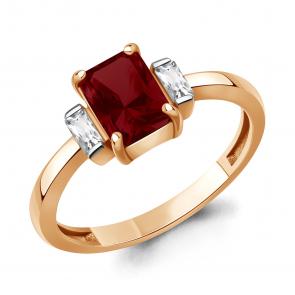 Кольцо из золочёного серебра AQUAMARINE с фианитом и гранатом А60029585-п фото