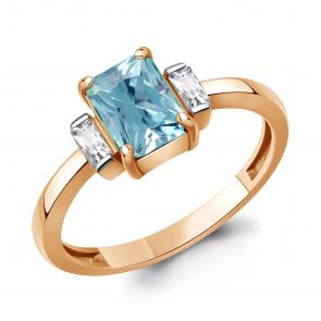 Кольцо из золочёного серебра AQUAMARINE с фианитом и турмалином А60029588-п фото
