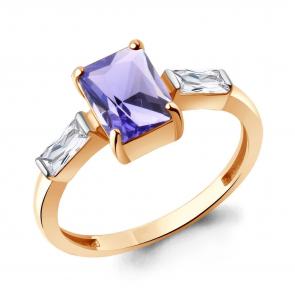Кольцо из золочёного серебра AQUAMARINE с фианитом и танзанитом А600296603-п фото