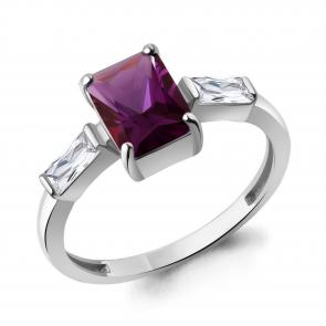 Серебряное кольцо AQUAMARINE с фианитом и аметистом А60029684 фото