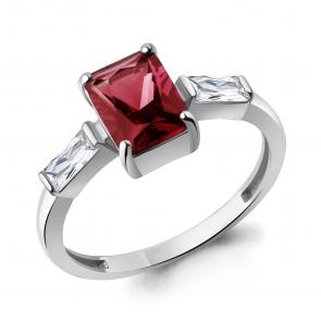 Серебряное кольцо AQUAMARINE с фианитом и гранатом А60029685 фото