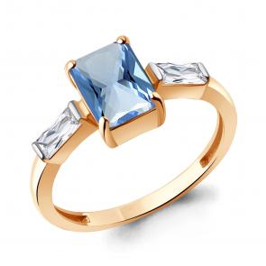 Кольцо из золочёного серебра AQUAMARINE с фианитом и турмалином А60029688-п фото