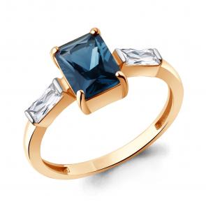 Кольцо из золочёного серебра AQUAMARINE с фианитом и Лондон топазом А60029693-п фото