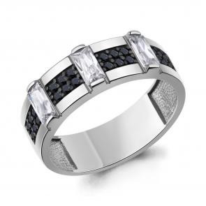 Серебряное кольцо AQUAMARINE с фианитом и ювелирным кристаллом А600400АЧ фото