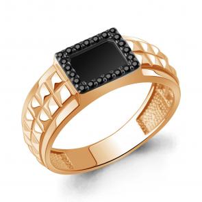 Кольцо из золочёного серебра AQUAMARINE с фианитом и ювелирным кристаллом А600467Ч-п фото