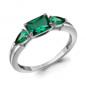 Серебряное кольцо AQUAMARINE с гидротермальным изумрудом А600485П фото