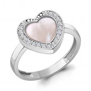 Серебряное кольцо AQUAMARINE с фианитом и перламутром А600583А фото