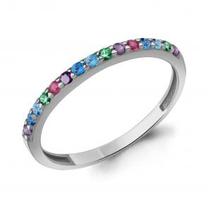 Серебряное кольцо AQUAMARINE с топазом, фианитом, гидротермальным сапфиром, гидротермальным изумрудом и рубиновым корундом А600584БВГД фото