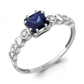 Серебряное кольцо AQUAMARINE с фианитом и гидротермальным сапфиром А600673АБ фото