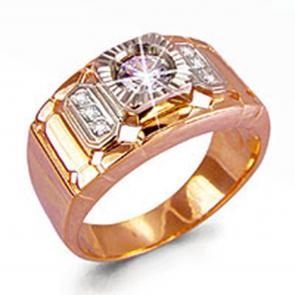 Кольцо из золочёного серебра AQUAMARINE с фианитом А60610А-пк фото