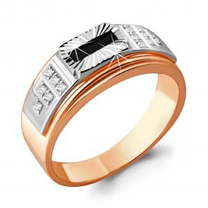 Кольцо из золочёного серебра AQUAMARINE с фианитом А60634Ч-пк фото