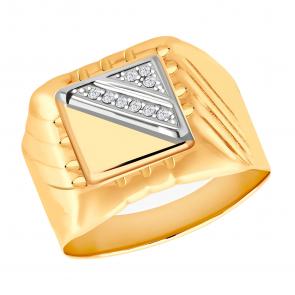 Кольцо из золочёного серебра AQUAMARINE с фианитом А62120А-пк фото