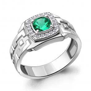Серебряное кольцо AQUAMARINE с фианитом и гидротермальным изумрудом А63217Г фото