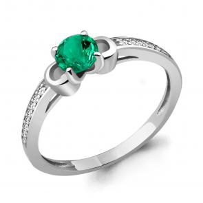 Серебряное кольцо AQUAMARINE с фианитом и гидротермальным изумрудом А63903Г фото