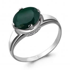Серебряное кольцо AQUAMARINE с фианитом и агатом А6394609А фото