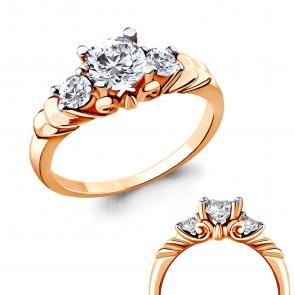 Кольцо из золочёного серебра AQUAMARINE с фианитом А63983-п фото