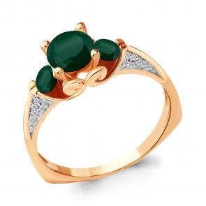 Кольцо из золочёного серебра AQUAMARINE с фианитом и агатом А6399009А-п фото