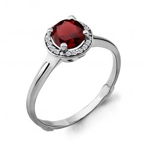 Серебряное кольцо AQUAMARINE с фианитом и гранатом А6399103А фото