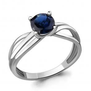 Серебряное кольцо AQUAMARINE с гидротермальным сапфиром А64001Н фото