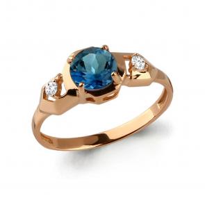 Кольцо из золочёного серебра AQUAMARINE с фианитом и Лондон топазом А6448808-п фото