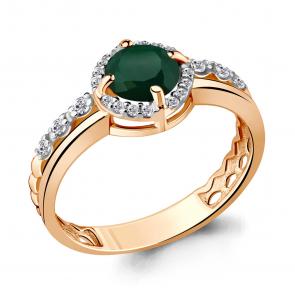 Кольцо из золочёного серебра AQUAMARINE с фианитом и агатом А6449209А-п фото