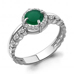 Серебряное кольцо AQUAMARINE с фианитом и агатом А6449209А фото