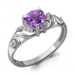 Серебряное кольцо AQUAMARINE с фианитом и аметистом А6449404А фото