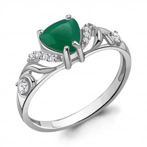 Серебряное кольцо AQUAMARINE с фианитом и агатом А6449409А фото