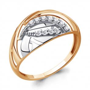 Кольцо из золочёного серебра AQUAMARINE с фианитом А64690А-пк фото