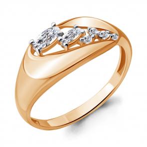 Кольцо из золочёного серебра AQUAMARINE с фианитом А64772А-п фото