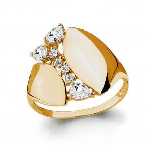 Кольцо из золочёного серебра AQUAMARINE с фианитом А64775А-п фото