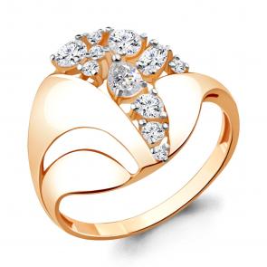 Кольцо из золочёного серебра AQUAMARINE с фианитом А64778А-п фото