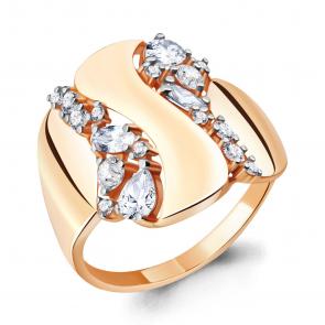 Кольцо из золочёного серебра AQUAMARINE с фианитом А64782А-п фото