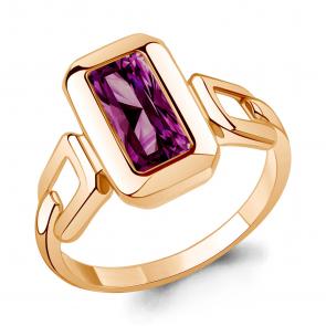 Кольцо из золочёного серебра AQUAMARINE с аметистом А65000684-п фото
