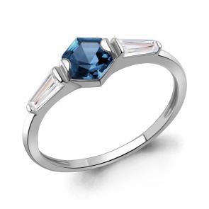 Серебряное кольцо AQUAMARINE с фианитом и Лондон топазом А65000793 фото