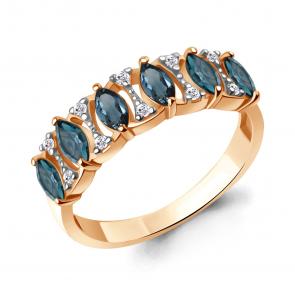 Кольцо из золочёного серебра AQUAMARINE с фианитом и Лондон топазом А65000908А-п фото