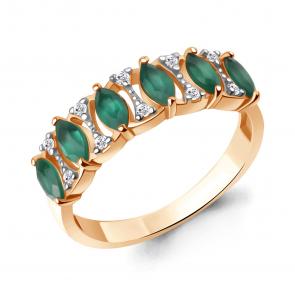 Кольцо из золочёного серебра AQUAMARINE с фианитом и агатом А65000909А-п фото