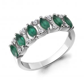 Серебряное кольцо AQUAMARINE с фианитом и агатом А65000909А фото