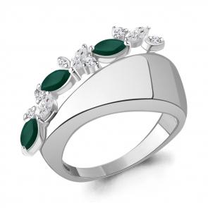 Серебряное кольцо AQUAMARINE с фианитом и агатом А65001009А фото